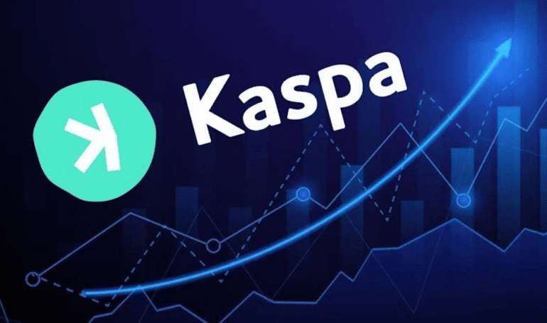 a picture showing kaspa coins and logo