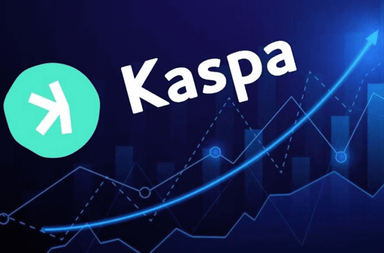 a picture showing kaspa coins and logo