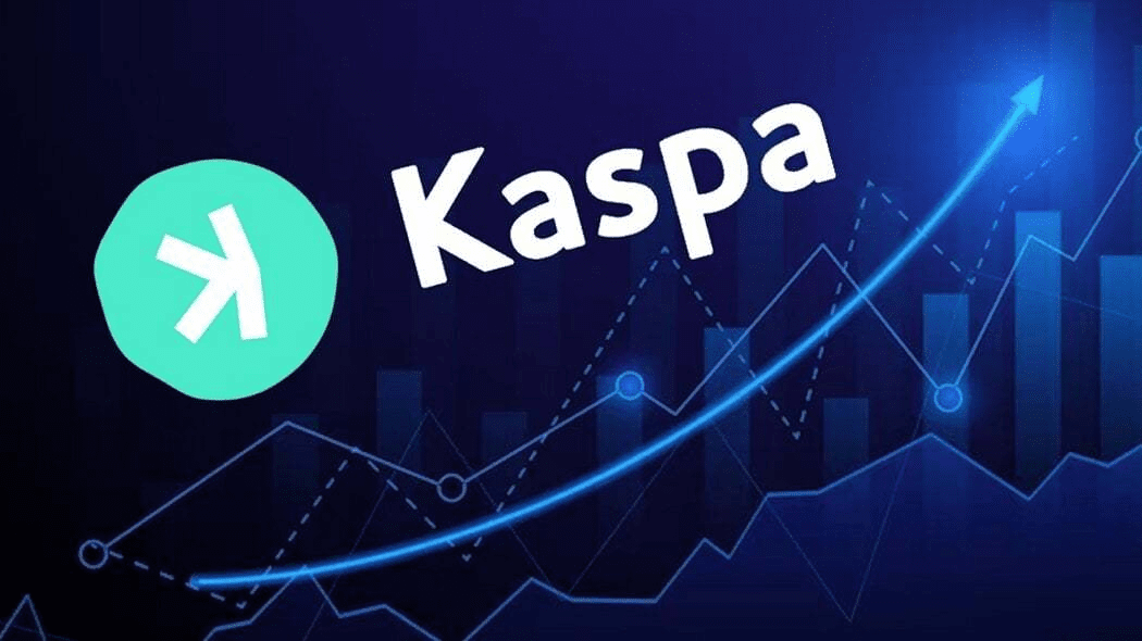 a picture showing kaspa coins and logo